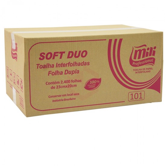 Papel Toalha Interfolhas Folha Dupla 2400 folhas Mili